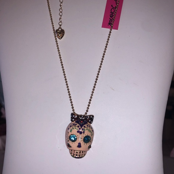 Pink Sugar Skull Necklace New Betsey Johnson - Picture 6 of 8